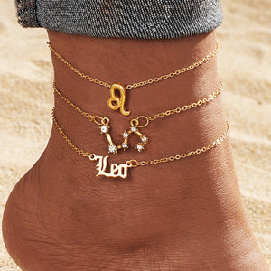 European And American 12 Constellation Alloy Anklet