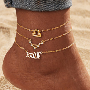 European And American 12 Constellation Alloy Anklet