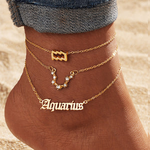 European And American 12 Constellation Alloy Anklet