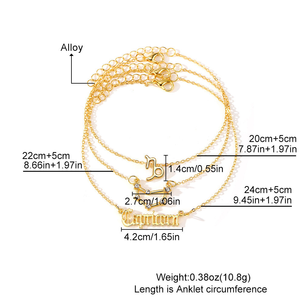 European And American 12 Constellation Alloy Anklet