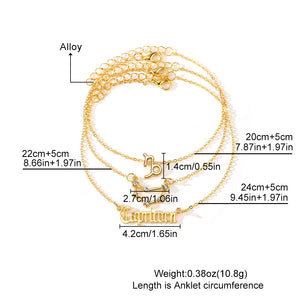 European And American 12 Constellation Alloy Anklet