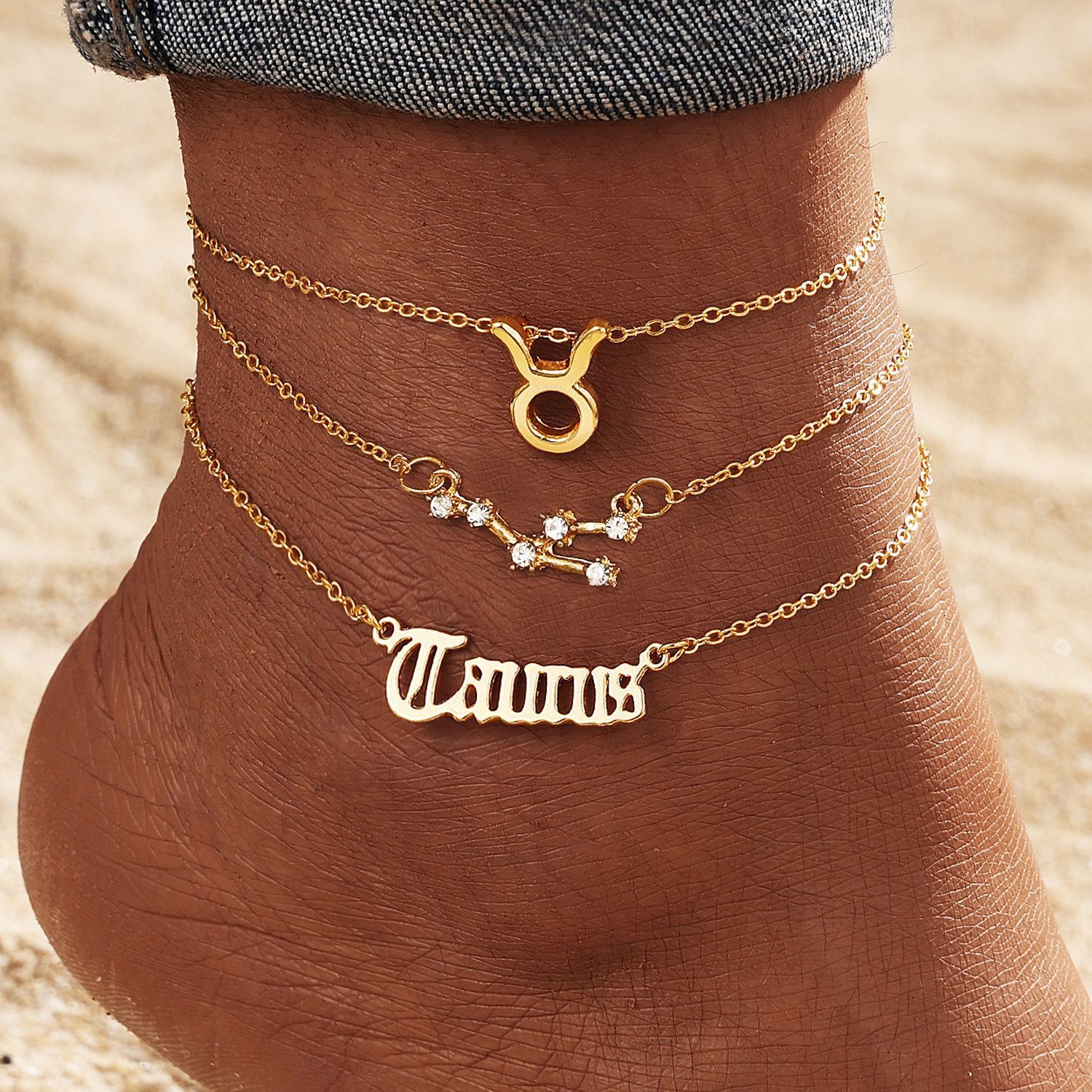 European And American 12 Constellation Alloy Anklet