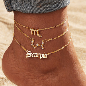 European And American 12 Constellation Alloy Anklet