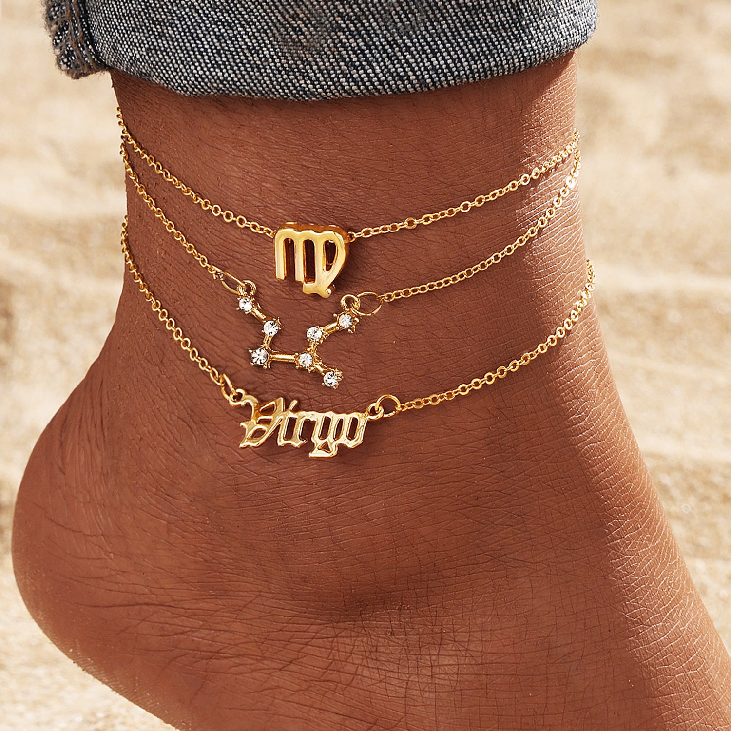 European And American 12 Constellation Alloy Anklet