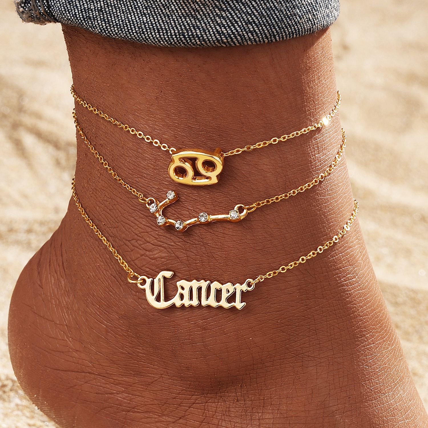 European And American 12 Constellation Alloy Anklet