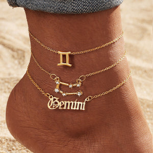 European And American 12 Constellation Alloy Anklet