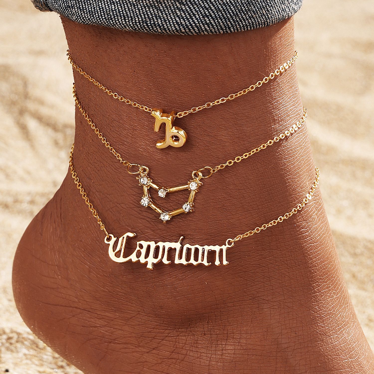 European And American 12 Constellation Alloy Anklet