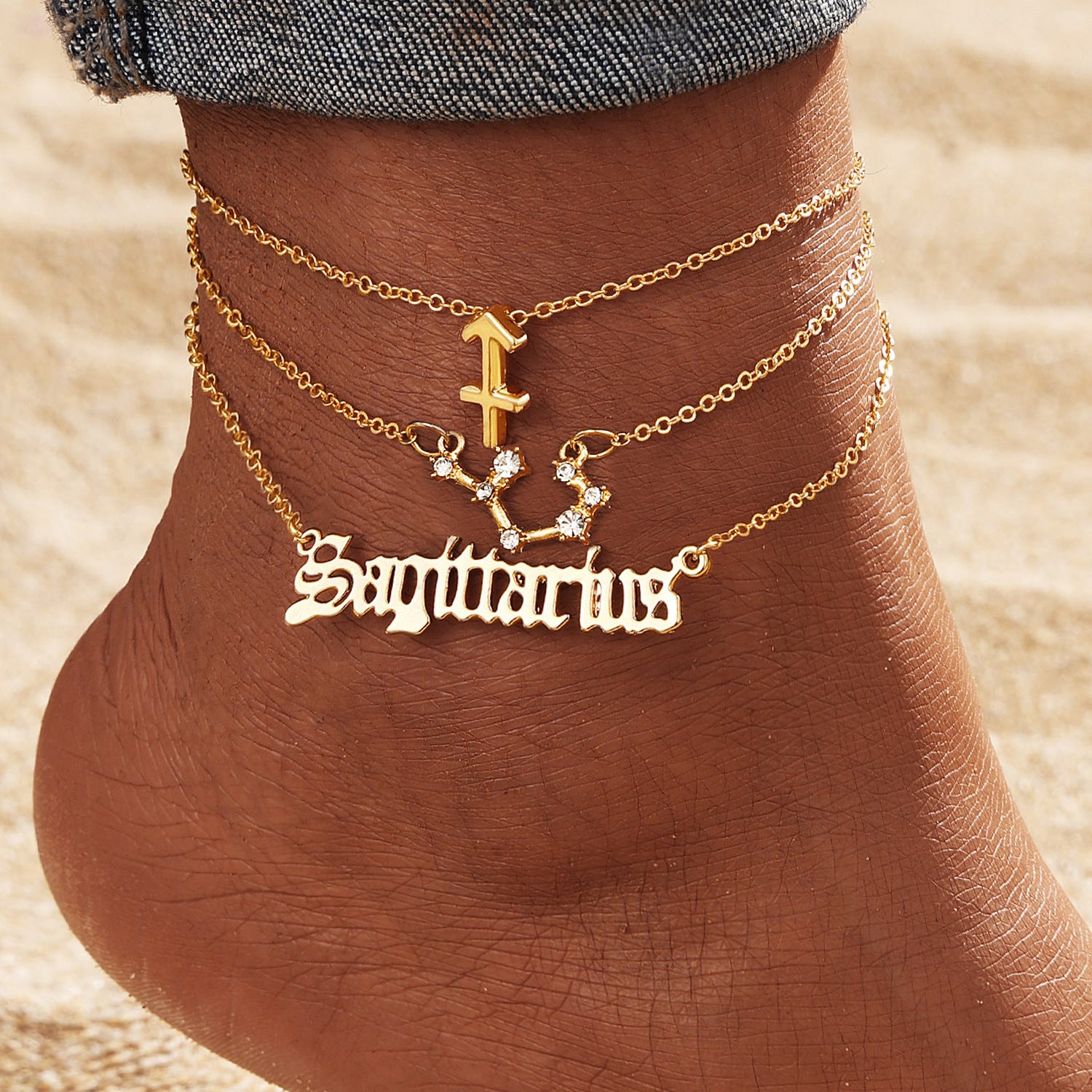 European And American 12 Constellation Alloy Anklet